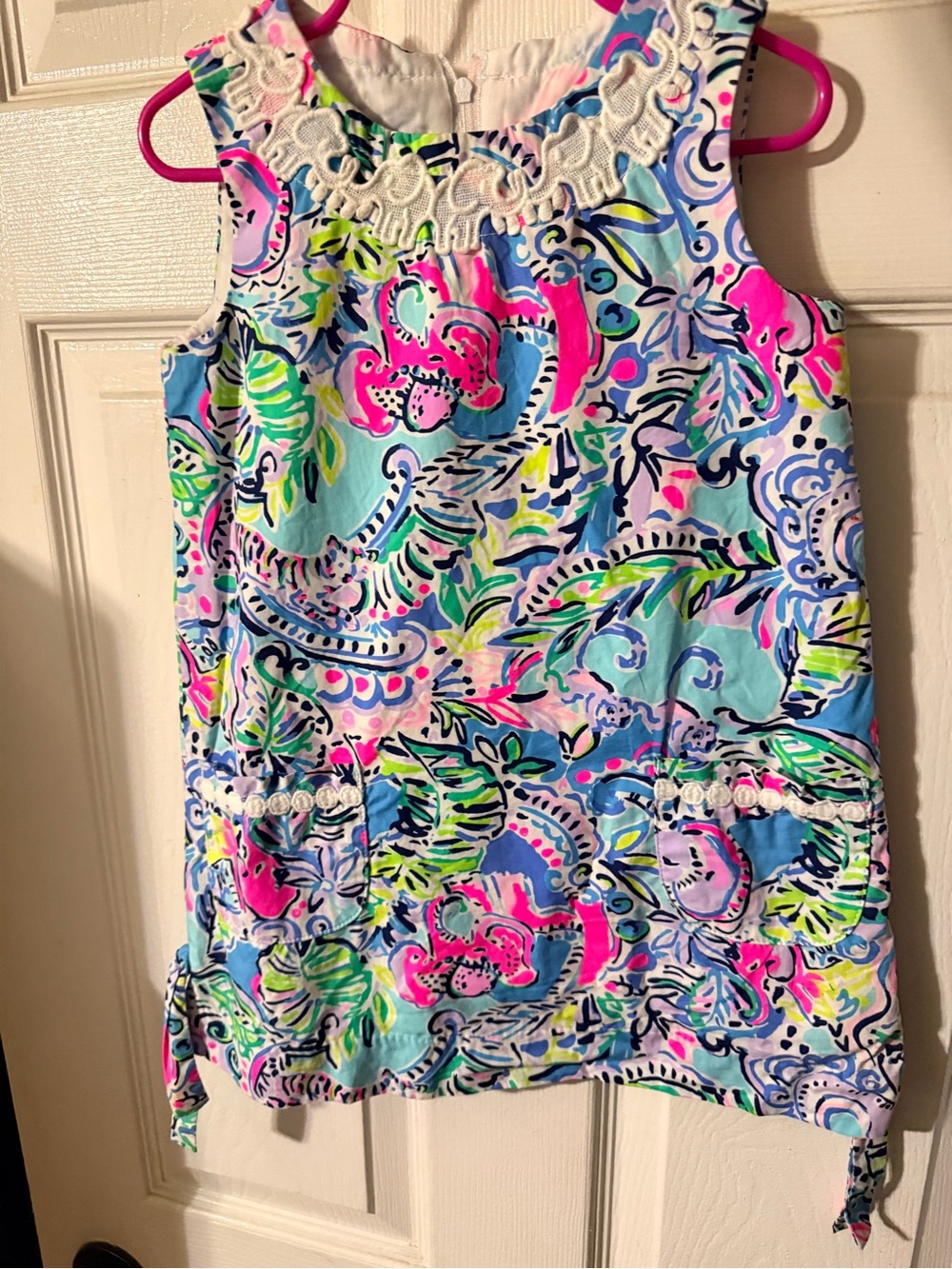 Lilly Pulitzer Girls' Sleeveless Floral Paisley Tank in Aqua, Pink & Blue